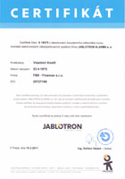 Certifikát na montáže systémů firmy Jablotron